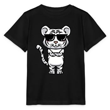 Tigre blanc Emoticon Tigre du Bengale - T-shirt bio MINI CREATOR Stanley/Stella Enfant - noir - Devant - Mikhail (115cm)