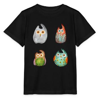 Owl Eagle Owl Animal Forest Animal Little Owl Barn Owl Fun - Stanley/Stella MINI CREATOR Kids’ T-Shirt - black - Front - Mikhail (115cm)