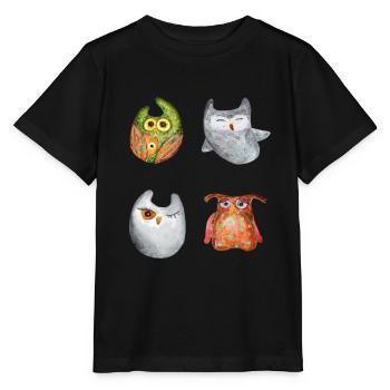 Owl Eagle Owl Animal Forest Animal Little Owl Barn Owl Fun - Stanley/Stella MINI CREATOR Kids’ T-Shirt - black - Front - Mikhail (115cm)