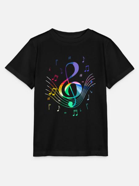 Notenschlüssel Mit Bunten Musiknoten Für Musiker - Stanley/Stella Kinder T-Shirt MINI CREATOR  - Schwarz