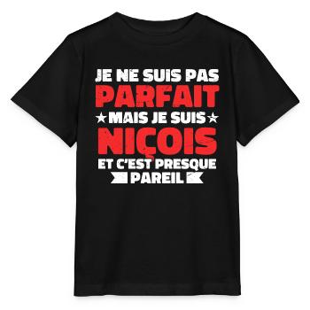 Je Ne Suis Pas Parfait Mais Je Suis Niçois - T-shirt bio MINI CREATOR Stanley/Stella Enfant - noir - Devant - Mikhail (115cm)