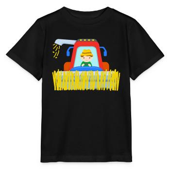 Combine harvester farmer field farm - Stanley/Stella MINI CREATOR Kids’ T-Shirt - black - Front - Mikhail (115cm)