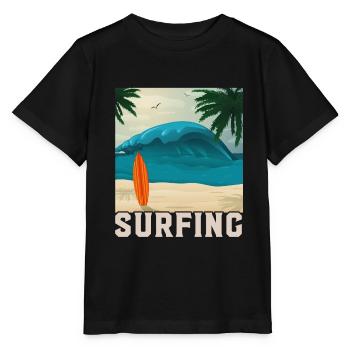 Summer Surfing Beach Vacation Gift - Stanley/Stella MINI CREATOR Kids’ T-Shirt - black - Front - Mikhail (115cm)