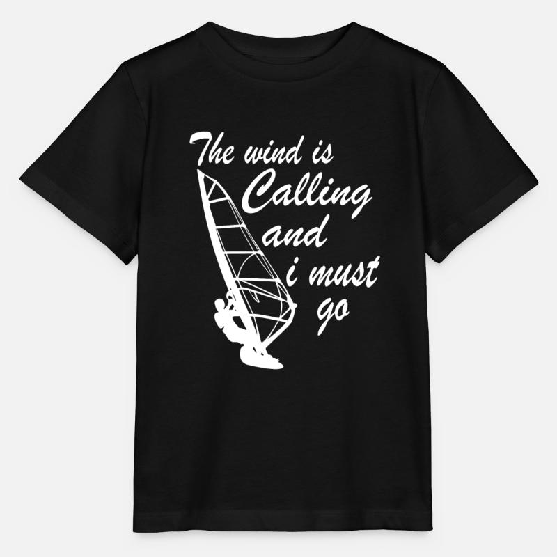 Windsurfer - Le vent appelle I must go - T-shirt bio MINI CREATOR Stanley/Stella Enfant - noir