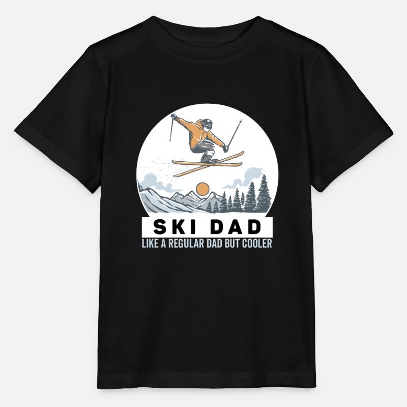 Ski papa comme un papa ordinaire mais plus cool drôle de ski - T-shirt bio MINI CREATOR Stanley/Stella Enfant - noir
