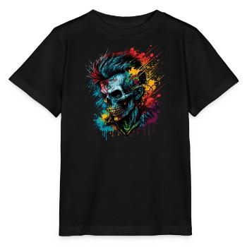 Apocalyptic Rainbow Punk Zombie - Stanley/Stella Kinder T-Shirt MINI CREATOR  - Schwarz - Vorne - Mikhail (115cm)