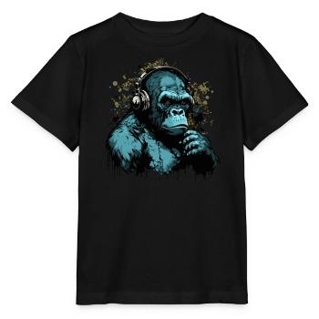 Gorilla Disc Jockey - Stanley/Stella MINI CREATOR Kids’ T-Shirt - black - Front - Mikhail (115cm)