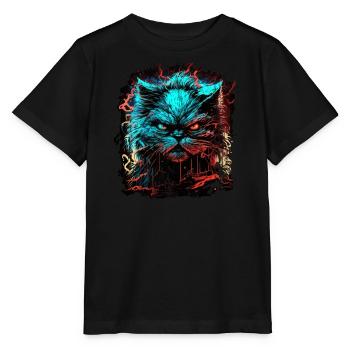 Persian cat - Stanley/Stella MINI CREATOR Kids’ T-Shirt - black - Front - Mikhail (115cm)