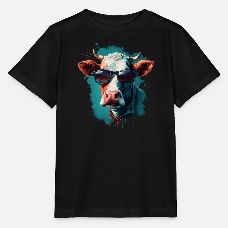 Une vache avec des lunettes de soleil - T-shirt bio MINI CREATOR Stanley/Stella Enfant - noir