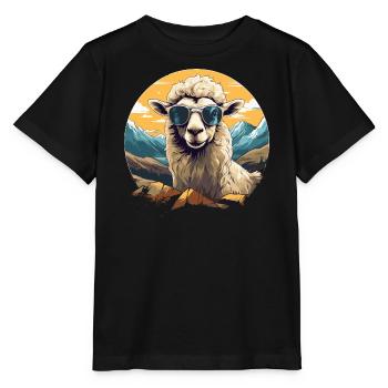 Un mouton avec des lunettes de soleil dans les montagnes - T-shirt bio MINI CREATOR Stanley/Stella Enfant - noir - Devant - Mikhail (115cm)