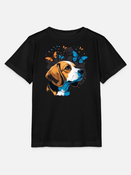 Beagle Hund Schmetterling - Stanley/Stella Kinder T-Shirt MINI CREATOR - Schwarz