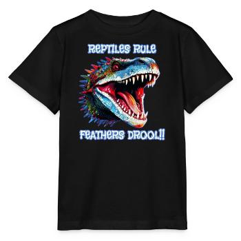 Tête de reptile, Règle des reptiles, Bave de plumes - T-shirt bio MINI CREATOR Stanley/Stella Enfant - noir - Devant - Mikhail (115cm)