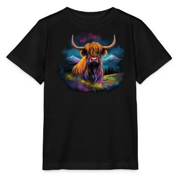 Bovins écossais des Highlands - T-shirt bio MINI CREATOR Stanley/Stella Enfant - noir - Devant - Mikhail (115cm)