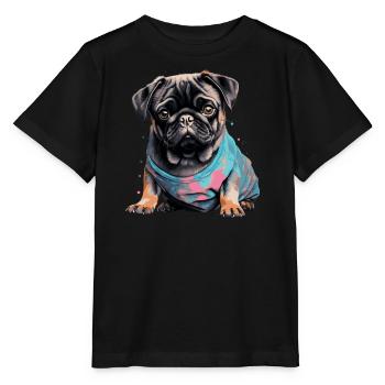 Niedlicher Mops - Stanley/Stella Kinder T-Shirt MINI CREATOR  - Schwarz - Vorne - Mikhail (115cm)