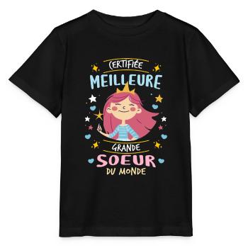 Certifiée Meilleure Grande Soeur du Monde - T-shirt bio MINI CREATOR Stanley/Stella Enfant - noir - Devant - Mikhail (115cm)