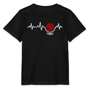 Heartbeat -Tennis Tennisspieler Tennisspielen - Stanley/Stella Kinder T-Shirt MINI CREATOR  - Schwarz - Vorne - Mikhail (115cm)