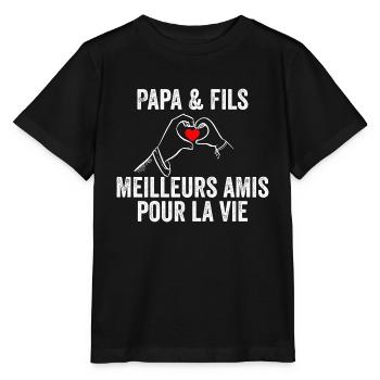 Papa Et Fils Meilleurs Amis Pour La Vie | Cadeau - T-shirt bio MINI CREATOR Stanley/Stella Enfant - noir - Devant - Mikhail (115cm)