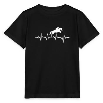 Idée cadeau de cheval de saut d'obstacles Heartbeat - T-shirt bio MINI CREATOR Stanley/Stella Enfant - noir - Devant - Mikhail (115cm)