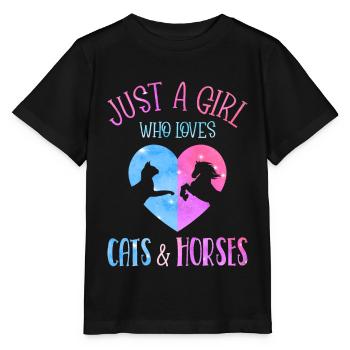 Fille Qui Aime Les Chats Et Les Chevaux Galaxie - T-shirt bio MINI CREATOR Stanley/Stella Enfant - noir - Devant - Mikhail (115cm)