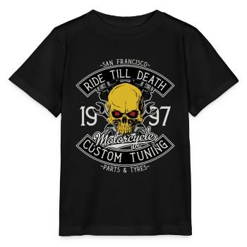 Motorcycle Skull - T-shirt bio MINI CREATOR Stanley/Stella Enfant - noir - Devant - Mikhail (115cm)