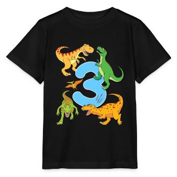 Dinos garçon 3 ans dinosaure anniversaire - T-shirt bio MINI CREATOR Stanley/Stella Enfant - noir - Devant - Mikhail (115cm)