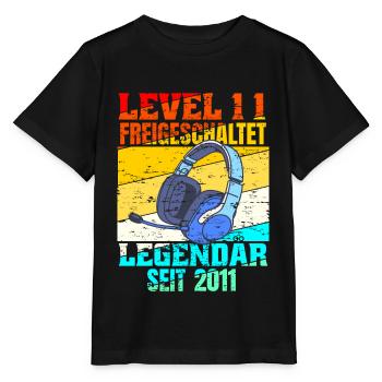 Level 11 freigeschaltet - Stanley/Stella Kinder T-Shirt MINI CREATOR  - Schwarz - Vorne - Mikhail (115cm)
