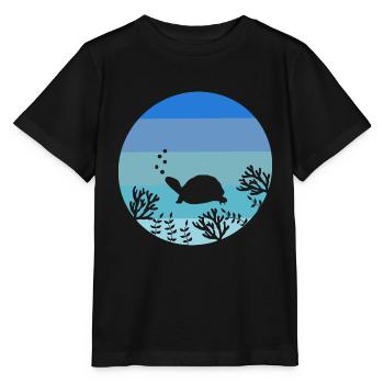 Animal Lovers Ocean Animal Gift Retro Turtle - Stanley/Stella MINI CREATOR Kids’ T-Shirt - black - Front - Mikhail (115cm)