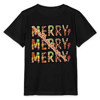 Merry Merry Christmas - Stanley/Stella MINI CREATOR Kids’ T-Shirt - black - Front - Mikhail (115cm)