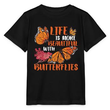 Cadeau monarque papillon - T-shirt bio MINI CREATOR Stanley/Stella Enfant - noir - Devant - Mikhail (115cm)