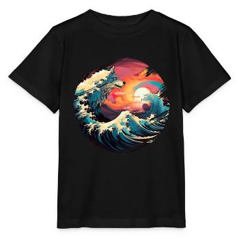 Meer Wellen Wolf Brandung Gischt Ufer Küste - Stanley/Stella Kinder T-Shirt MINI CREATOR  - Schwarz - Vorne - Mikhail (115cm)