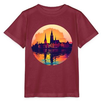 Zwickau Skyline - Stanley/Stella Kinder T-Shirt MINI CREATOR  - Burgunderrot - Vorne - Kain (125cm)