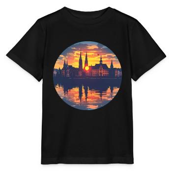 Ligne d’horizon de Fribourg - T-shirt bio MINI CREATOR Stanley/Stella Enfant - noir - Devant - Mikhail (115cm)