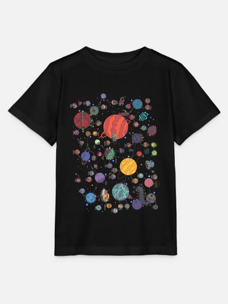 Space Planet Galaxie Grafik - Stanley/Stella Kinder T-Shirt MINI CREATOR  - Schwarz