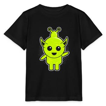 Sweet green alien male - Stanley/Stella MINI CREATOR Kids’ T-Shirt - black - Front - Mikhail (115cm)