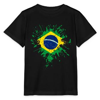 Brazil flag flag - Stanley/Stella MINI CREATOR Kids’ T-Shirt - black - Front - Mikhail (115cm)