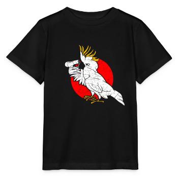Lustiger Kakadu Papagei Frisur - Stanley/Stella Kinder T-Shirt MINI CREATOR  - Schwarz - Vorne - Mikhail (115cm)