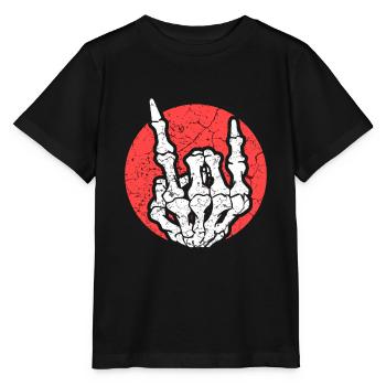 Skelett Handzeichen Rockmusik - Stanley/Stella Kinder T-Shirt MINI CREATOR  - Schwarz - Vorne - Mikhail (115cm)