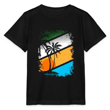 Summer Sun Beach Palms Holiday Holidays - Stanley/Stella MINI CREATOR Kids’ T-Shirt - black - Front - Mikhail (115cm)