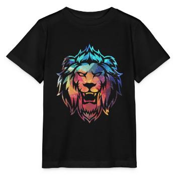 Roaring colorful lion - Stanley/Stella MINI CREATOR Kids’ T-Shirt - black - Front - Mikhail (115cm)