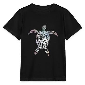 Tortue tribale maorie - T-shirt bio MINI CREATOR Stanley/Stella Enfant - noir - Devant - Mikhail (115cm)