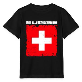 Switzerland Fan - Stanley/Stella MINI CREATOR Kids’ T-Shirt - black - Front - Mikhail (115cm)