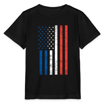 American French flag - Stanley/Stella MINI CREATOR Kids’ T-Shirt - black - Front - Mikhail (115cm)