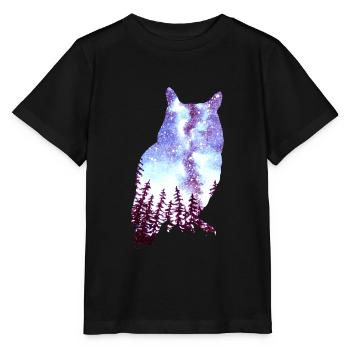 Owl Starry Sky Forest - Stanley/Stella MINI CREATOR Kids’ T-Shirt - black - Front - Mikhail (115cm)