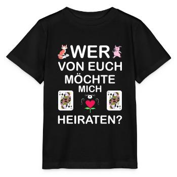 Doppelkopf Hochzeit Dame Fuchs Stammtisch Geschenk - Stanley/Stella Kinder T-Shirt MINI CREATOR  - Schwarz - Vorne - Mikhail (115cm)