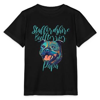 Staffordshire Bullterrier - Stanley/Stella Kinder T-Shirt MINI CREATOR  - Schwarz - Vorne - Mikhail (115cm)
