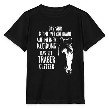 Das ist Traber Glitzer Pferdehaare Reiter - Stanley/Stella Kinder T-Shirt MINI CREATOR  - Schwarz - Vorne - Mikhail (115cm)