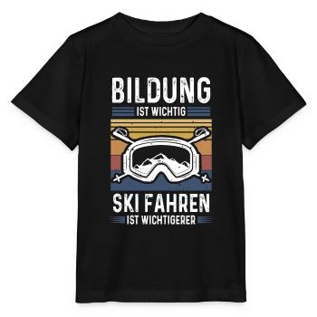Ski Bildung ist Wichtig Skien ist Wichtigerer - Stanley/Stella Kinder T-Shirt MINI CREATOR  - Schwarz - Vorne - Mikhail (115cm)