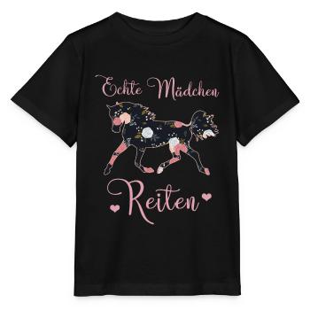 Echte Mädchen Reiten Pferde Geschenkidee - Stanley/Stella Kinder T-Shirt MINI CREATOR  - Schwarz - Vorne - Mikhail (115cm)