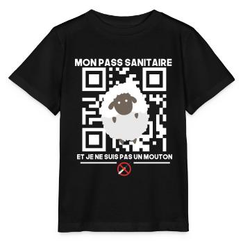 Mon pass sanitaire anti vaccin humour covid - T-shirt bio MINI CREATOR Stanley/Stella Enfant - noir - Devant - Mikhail (115cm)