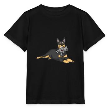 Australian Kelpie Stofftier - Stanley/Stella Kinder T-Shirt MINI CREATOR  - Schwarz - Vorne - Mikhail (115cm)